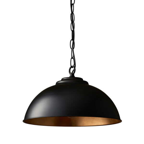 elegant matt black pendant light with gold leaf inner - Stillorgan Decor