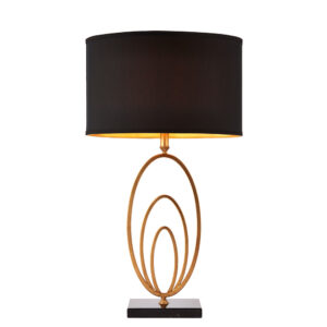 gold leaf table lamp with black marble base - Stillorgan Decor