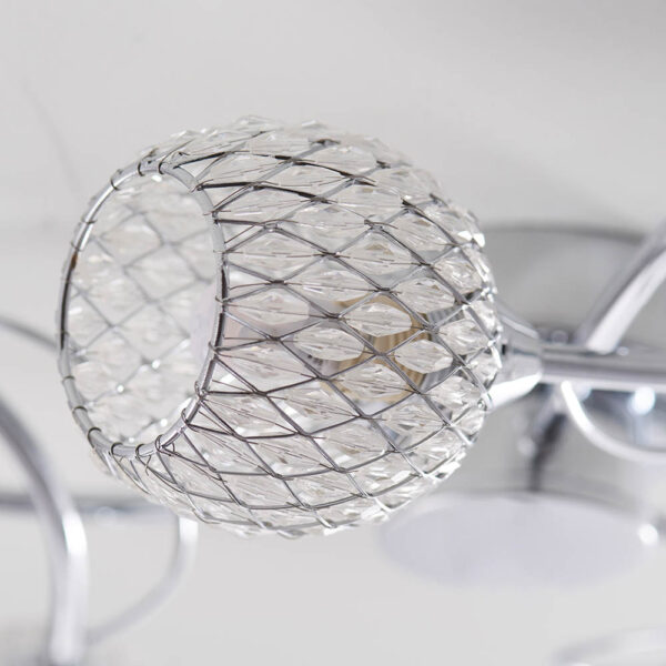 elegant 3 light twist arm flush ceiling light with mesh shades polished chrome - Stillorgan Decor