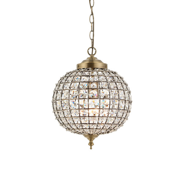 elegant domed glass bead pendant antique brass - Stillorgan Decor