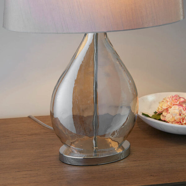 gold tinted glass lamp with mink shade - Stillorgan Decor