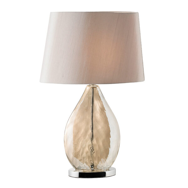 gold tinted glass lamp with mink shade - Stillorgan Decor