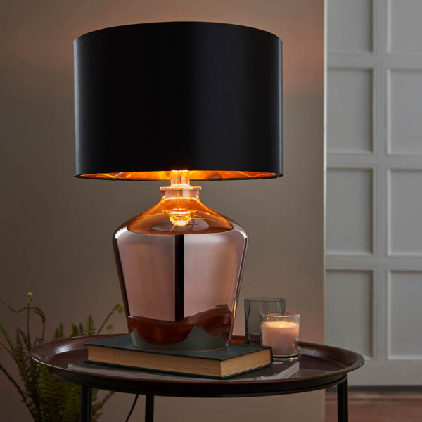 modern glass table lamp copper - Stillorgan Decor