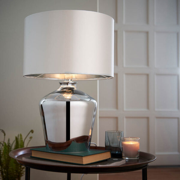 modern glass table lamp chrome - Stillorgan Decor