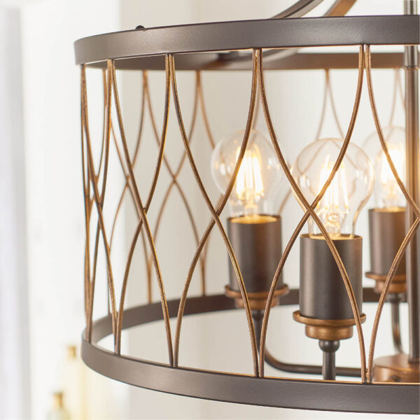 rustic bronze 5 light cage pendant - Stillorgan Decor