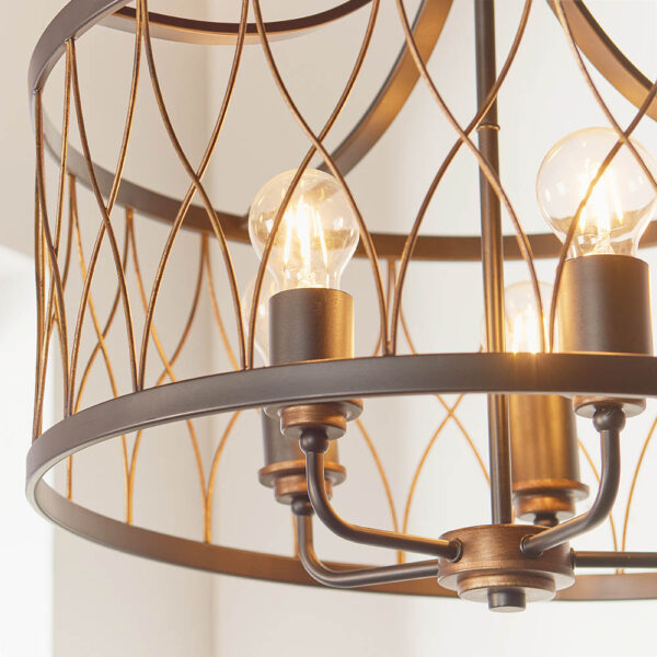 rustic bronze 5 light cage pendant - Stillorgan Decor