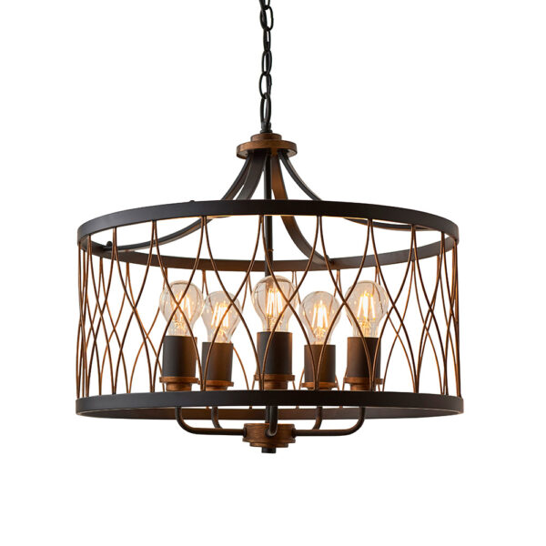 rustic bronze 5 light cage pendant - Stillorgan Decor