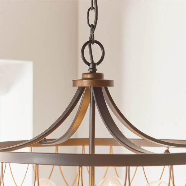 rustic bronze 5 light cage pendant - Stillorgan Decor