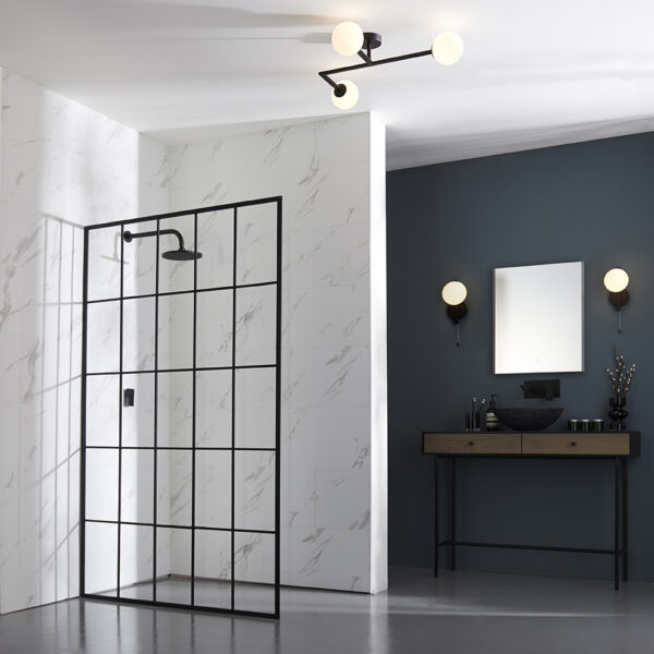 modern matt black right angle bathroom wall light - Stillorgan Decor