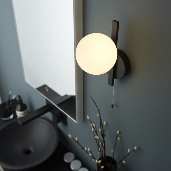 modern matt black right angle bathroom wall light - Stillorgan Decor