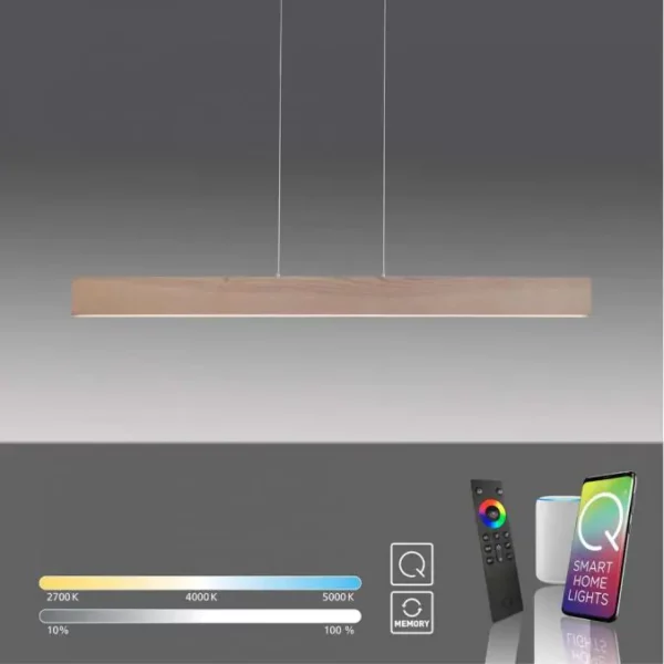 modern led wood pendant remote controlled and smart home compatible - Stillorgan Decor