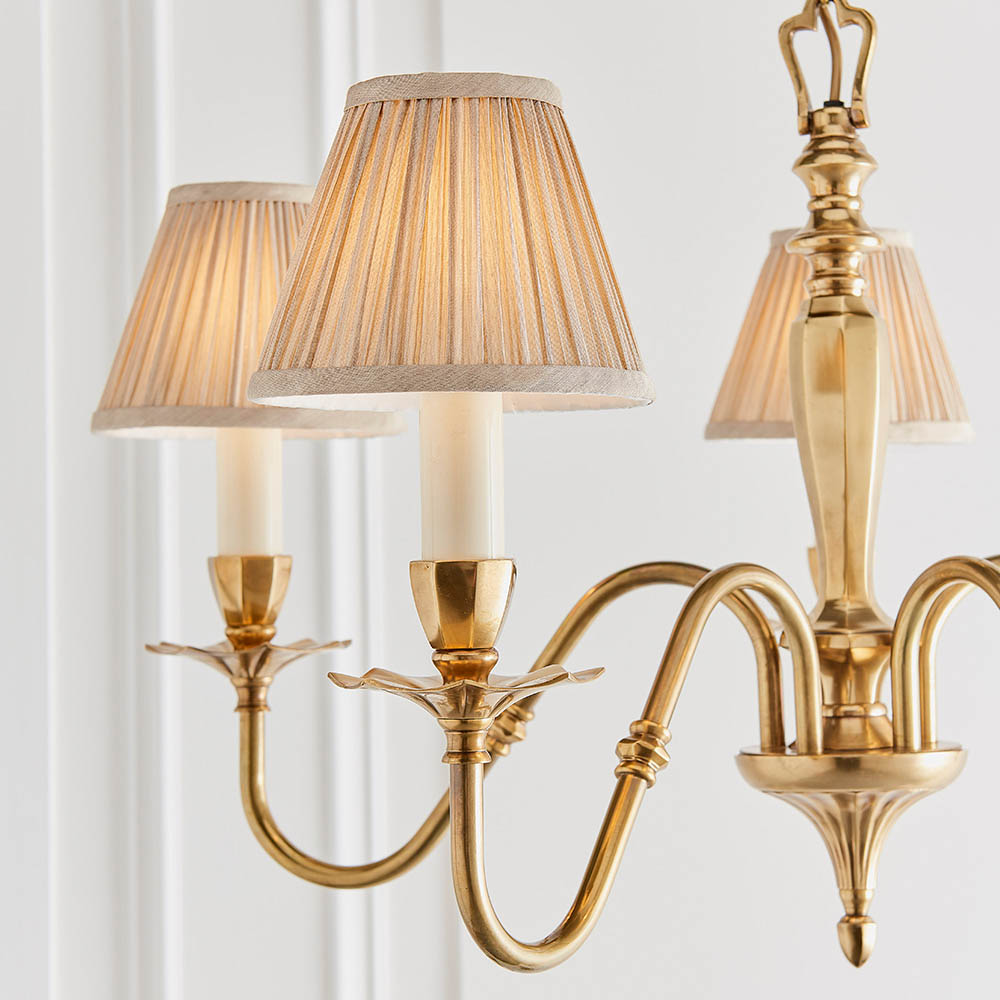 Para Modern Brass Chandelier with Fabric Shades, Six-Arm