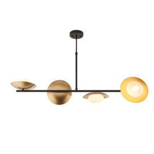 dish linear pendant gold and bronze with pebble shaped glass - Stillorgan Decor
