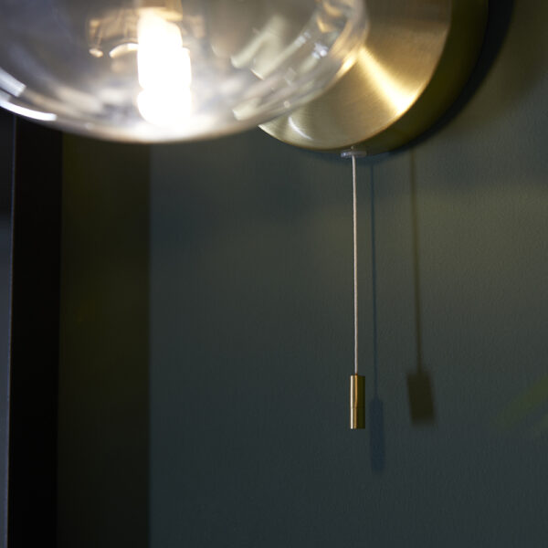 modern linear bathroom wall light brushed gold with ribbed shade - Stillorgan Decor