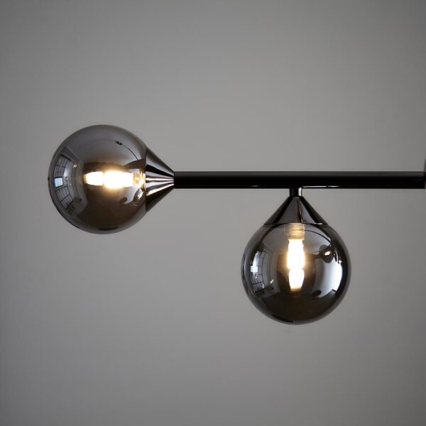 modern black chrome linear pendant smokey mirror globes - Stillorgan Decor