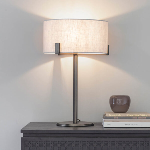 sophisticated table lamp bronze linen shade - Stillorgan Decor
