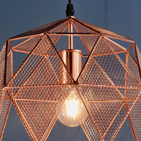 geometric angular cage pendant copper - Stillorgan Decor