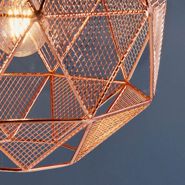 geometric angular cage pendant copper - Stillorgan Decor