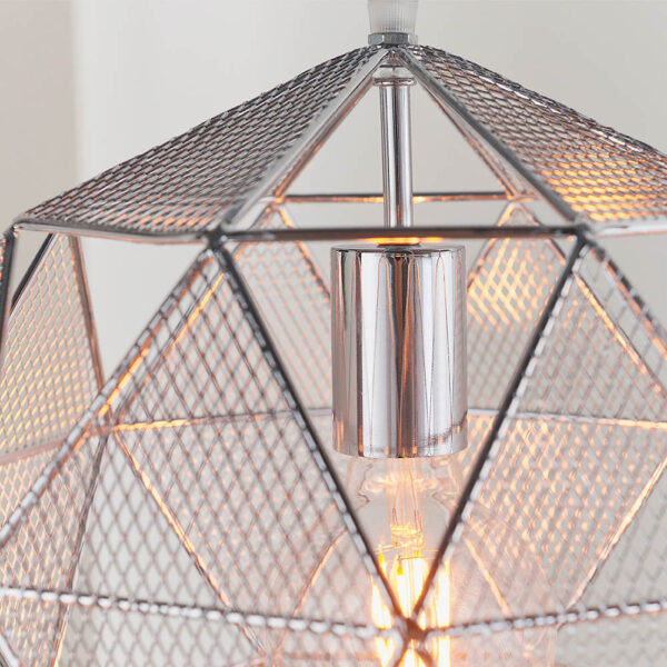 geometric angular cage pendant chrome - Stillorgan Decor