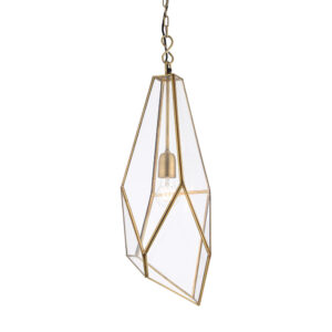 angular cage pendant glass with antique brass - Stillorgan Decor