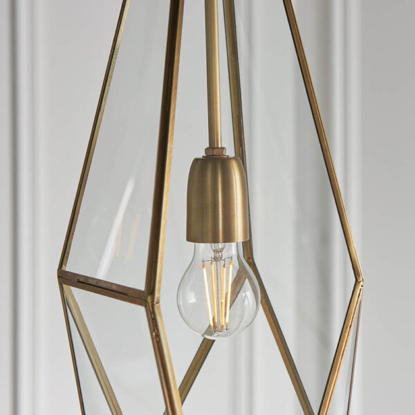 angular cage pendant glass with antique brass - Stillorgan Decor