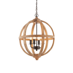 natural mango wood hoop pendant 4 light - Stillorgan Decor