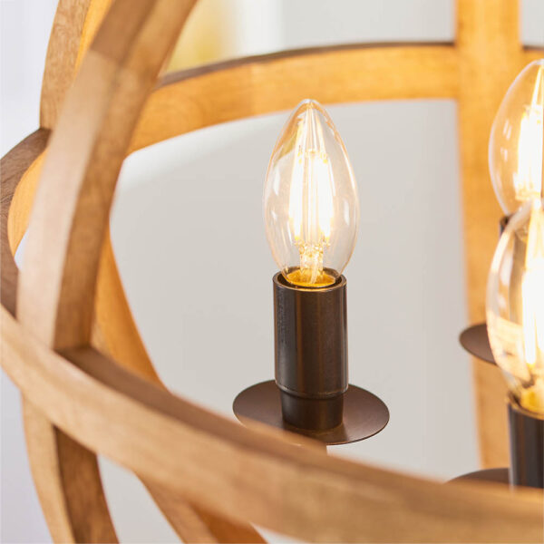 natural mango wood hoop pendant 4 light - Stillorgan Decor