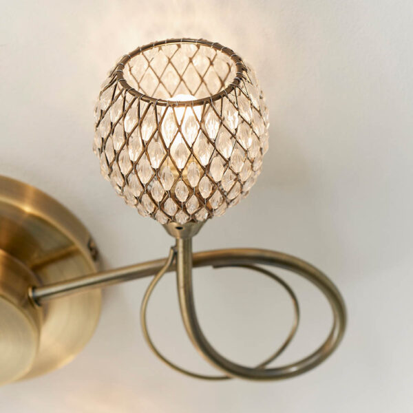 elegant 3 light twist arm flush ceiling light with mesh shades antique brass - Stillorgan Decor