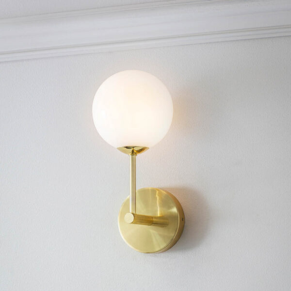 opal globe single arm gold wall light - Stillorgan Decor