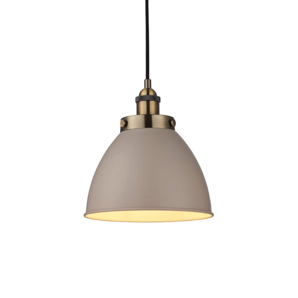 resto industrial pendant small taupe and antique brass - Stillorgan Decor