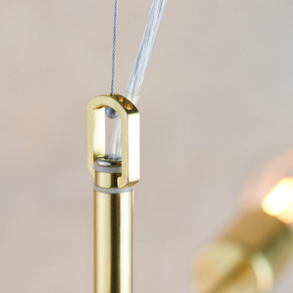 contemporary mid century 6 arm pendant brushed brass - Stillorgan Decor