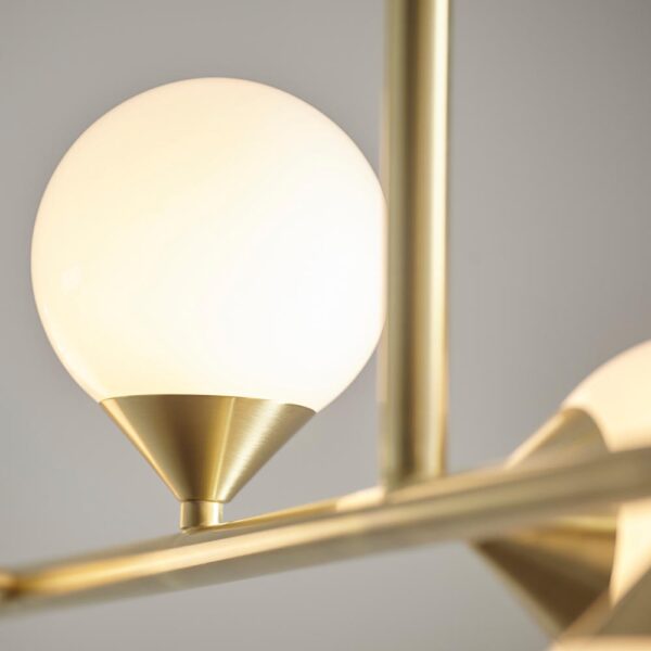 modern brushed gold linear pendant gloss white glass - Stillorgan Decor