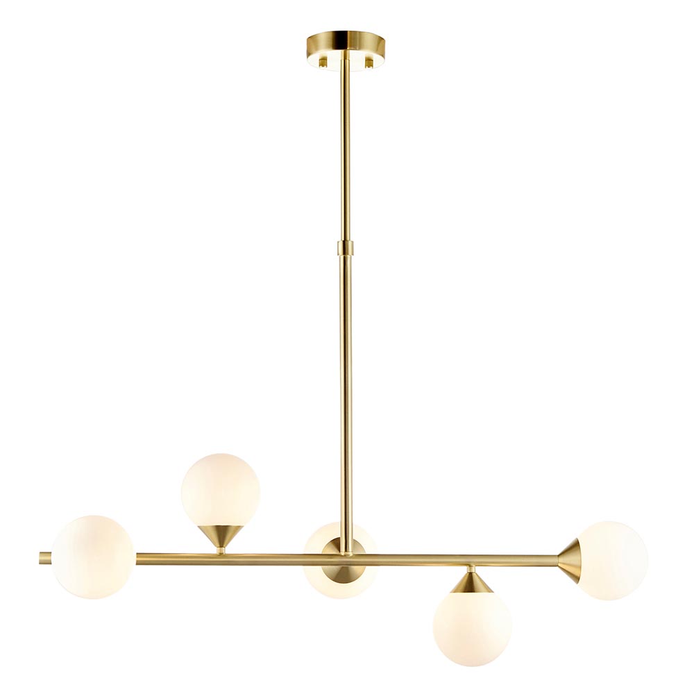 modern brushed gold linear pendant gloss white glass - Stillorgan Decor