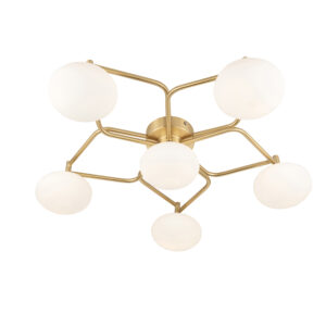 geometric  flower flush ceiling light satin brass - Stillorgan Decor