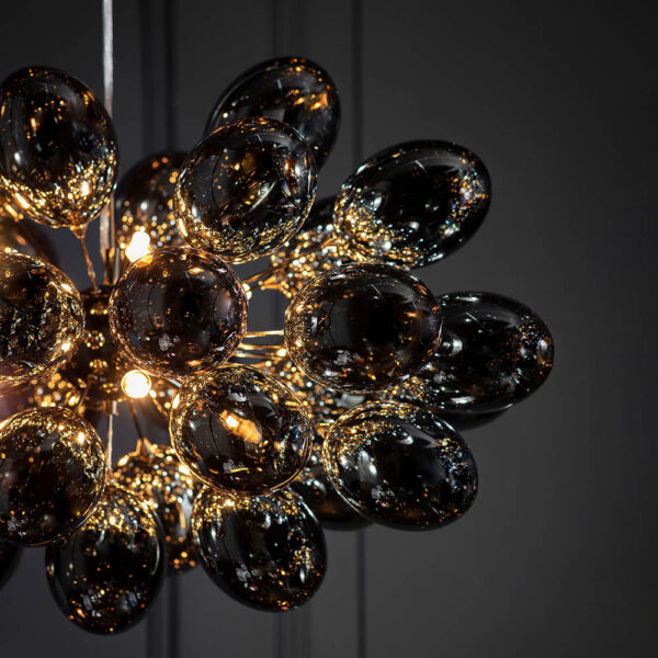 modern glass shade black chrome 8 light pendant - Stillorgan Decor