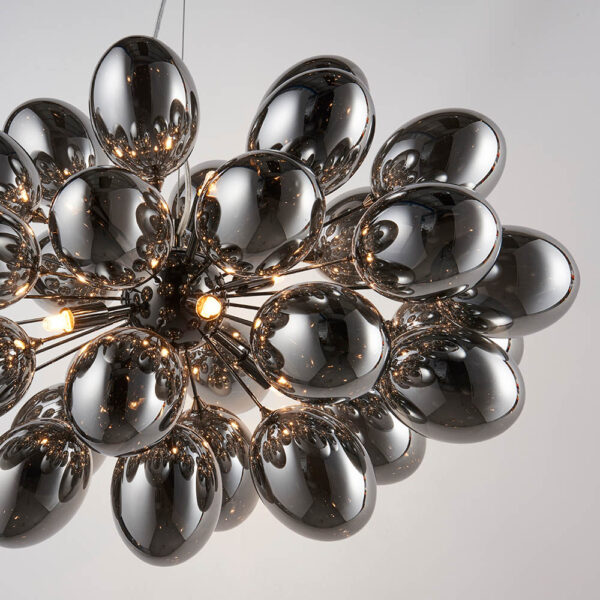 modern glass shade black chrome 8 light pendant - Stillorgan Decor