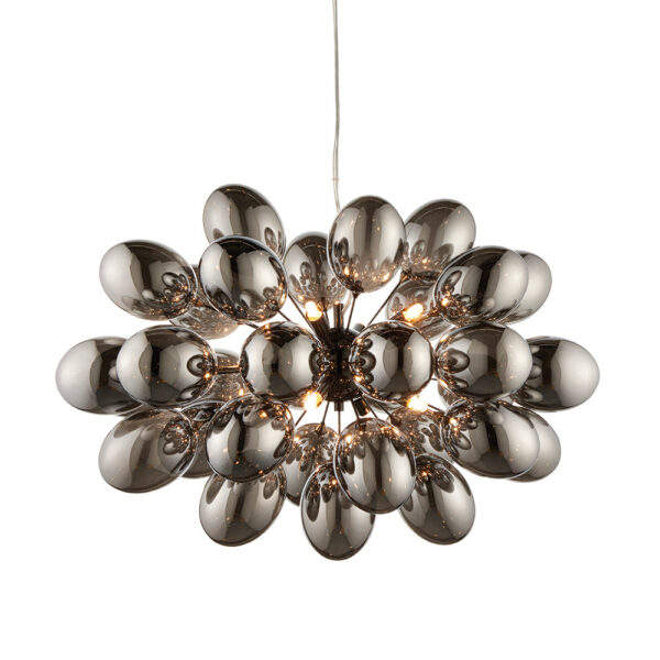 modern glass shade black chrome 8 light pendant - Stillorgan Decor