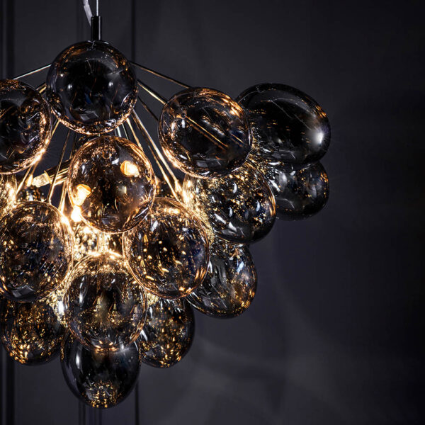 modern glass shade black chrome 6 light pendant - Stillorgan Decor