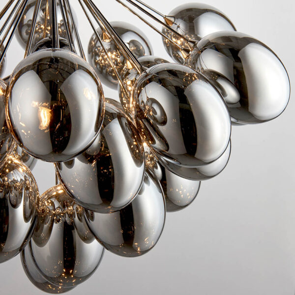 modern glass shade black chrome 6 light pendant - Stillorgan Decor