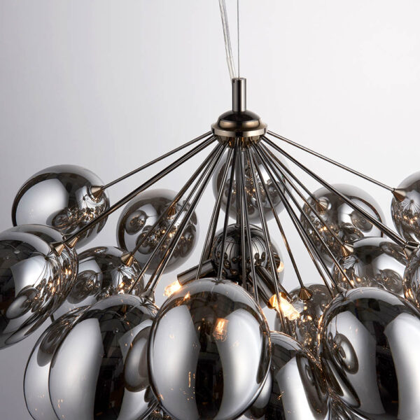 modern glass shade black chrome 6 light pendant - Stillorgan Decor