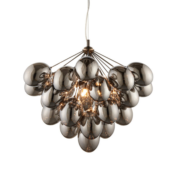 modern glass shade black chrome 6 light pendant - Stillorgan Decor