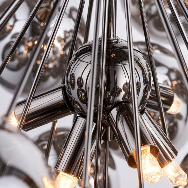 modern glass shade black chrome 6 light pendant - Stillorgan Decor