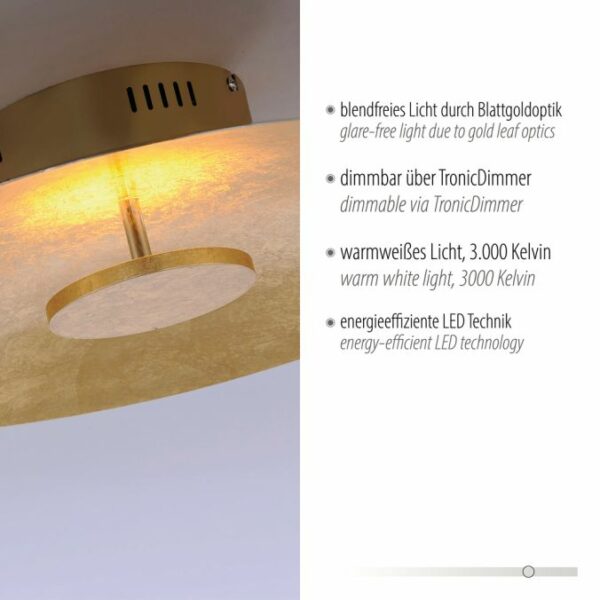 elegant round led flush gold leaf ceiling light - Stillorgan Decor
