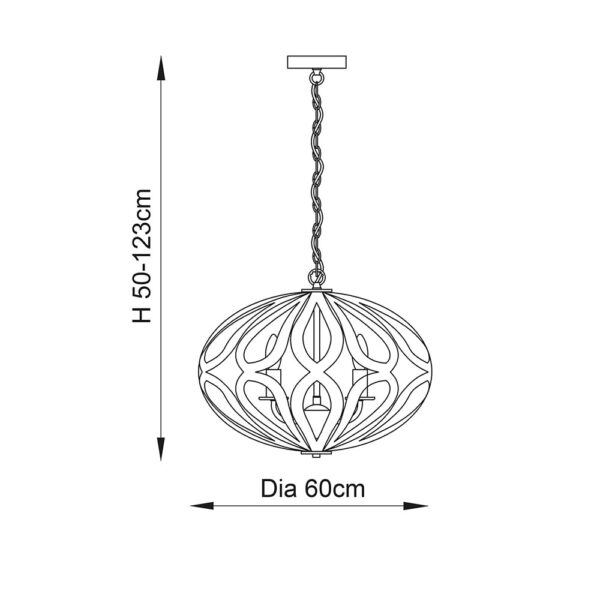 elegant shaped pendant 5 light antique bronze - Stillorgan Decor