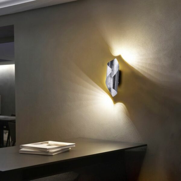elegant curved silver leaf led wall light - Stillorgan Decor