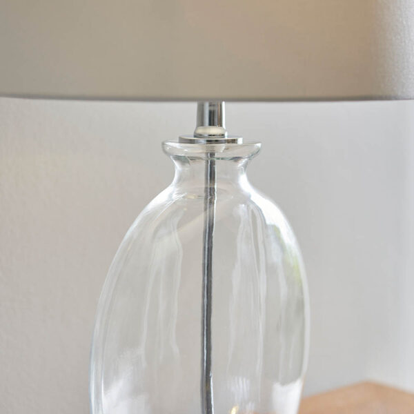ellipsoid base table lamp chrome with white shade - Stillorgan Decor