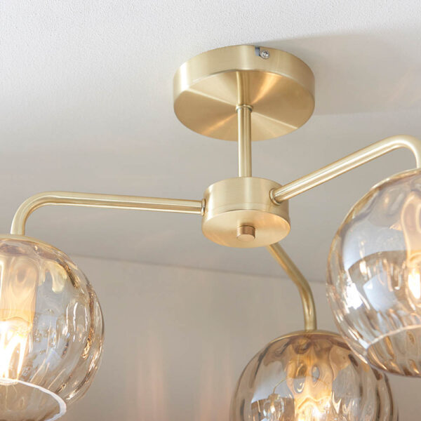 dimple 3 light semi flush ceiling light brushed gold - Stillorgan Decor
