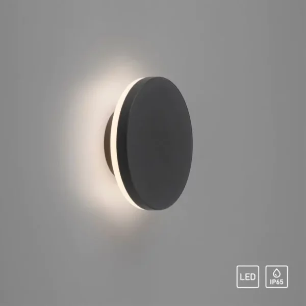 modern round led backlit outdoor wall light anthracite grey - Stillorgan Decor