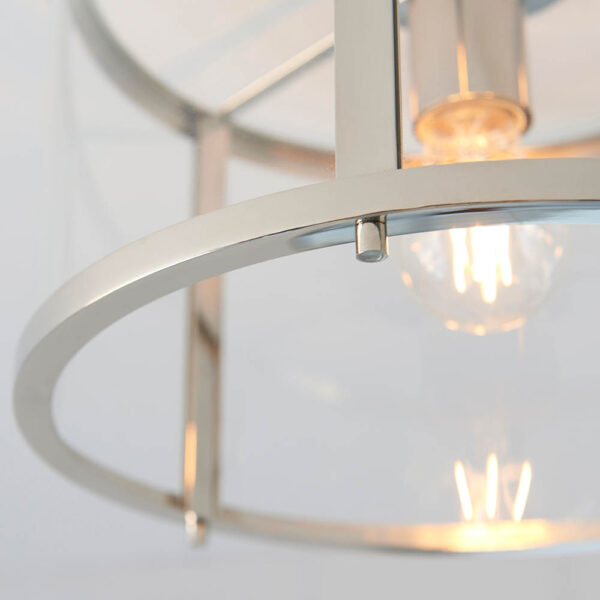 simple flush ceiling light bright nickel and clear glass - Stillorgan Decor