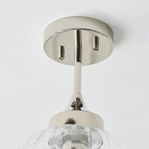timeless flush ribbed glass ceiling light polished nickel - Stillorgan Decor
